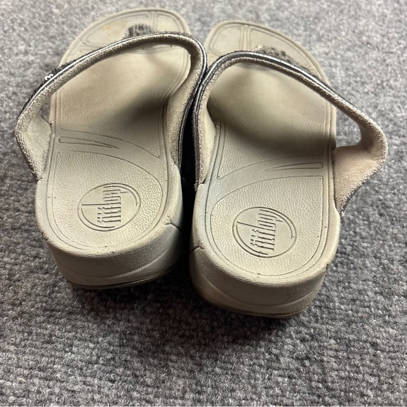 FITFLOP Women’s Grey Lulu Glitter Toe-Post Sandals Flip Flops size: 8 - Picture 4 of 10